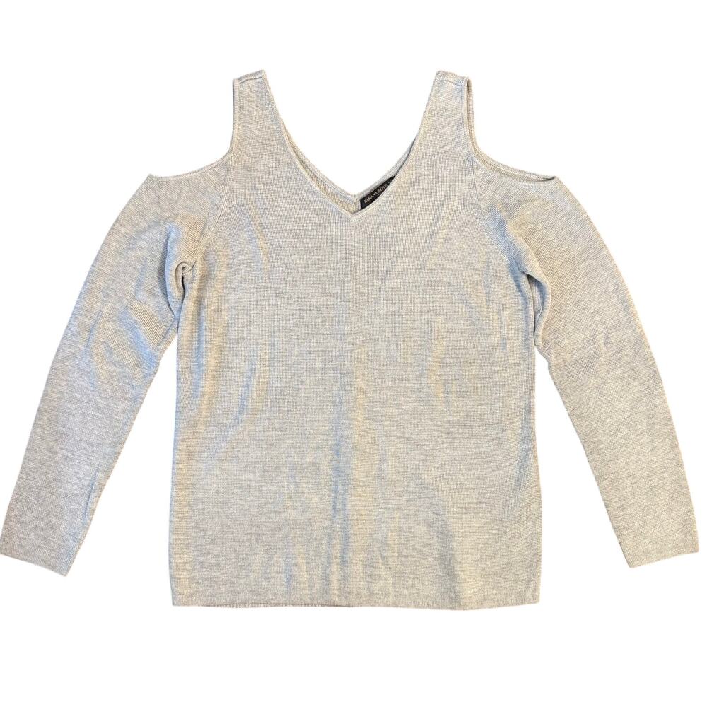 Banana Republic Sweater Cold-Shoulder V-Neck Pullover Viscose Gray Womens Medium
